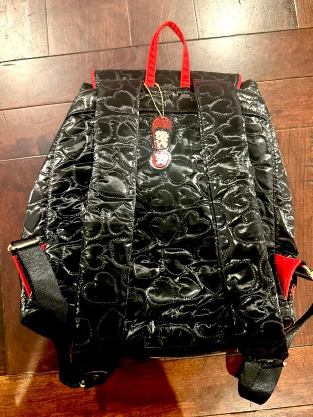 New- Whatever! Makes You Happy Betty Boop Quilted Heart Trinket Backpack